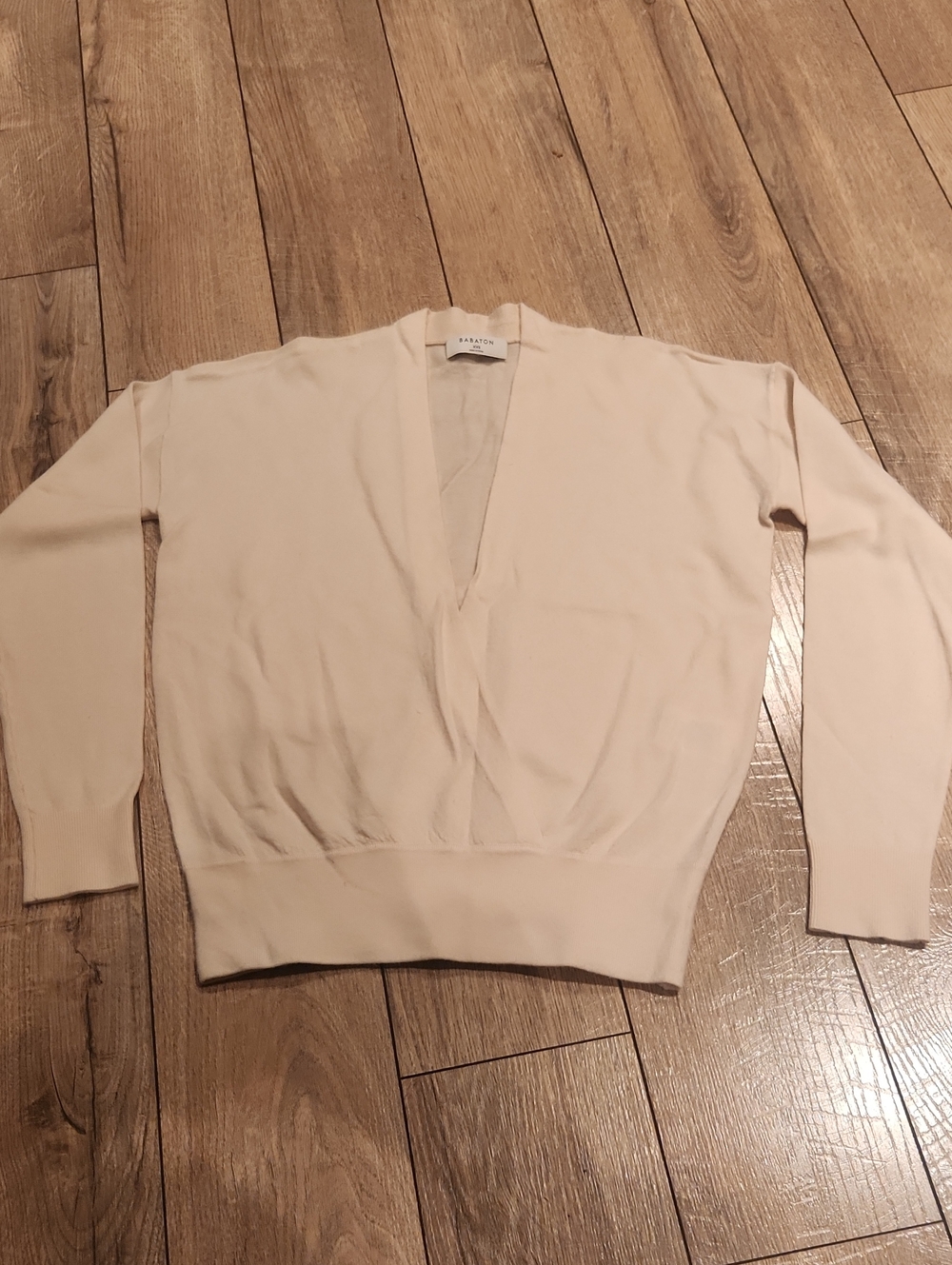 Babaton V-Neck Sweater in Light Cream